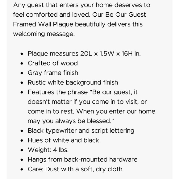 Be Our Guest Framed Wall Plaque - Picture 2 of 6